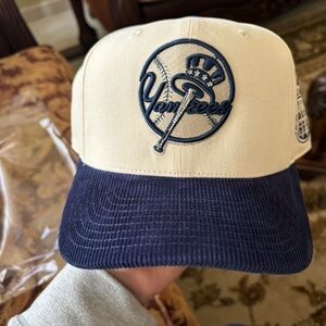 New York Yankees Cream and Navy Corduroy SnapBack hat